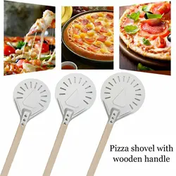 Premium Aluminum Pizza Shovel Peel Lifter Tools Non Slip Wooden Handle Cake Bread Paddle Cheese Cutter Baking Turner Accessorie