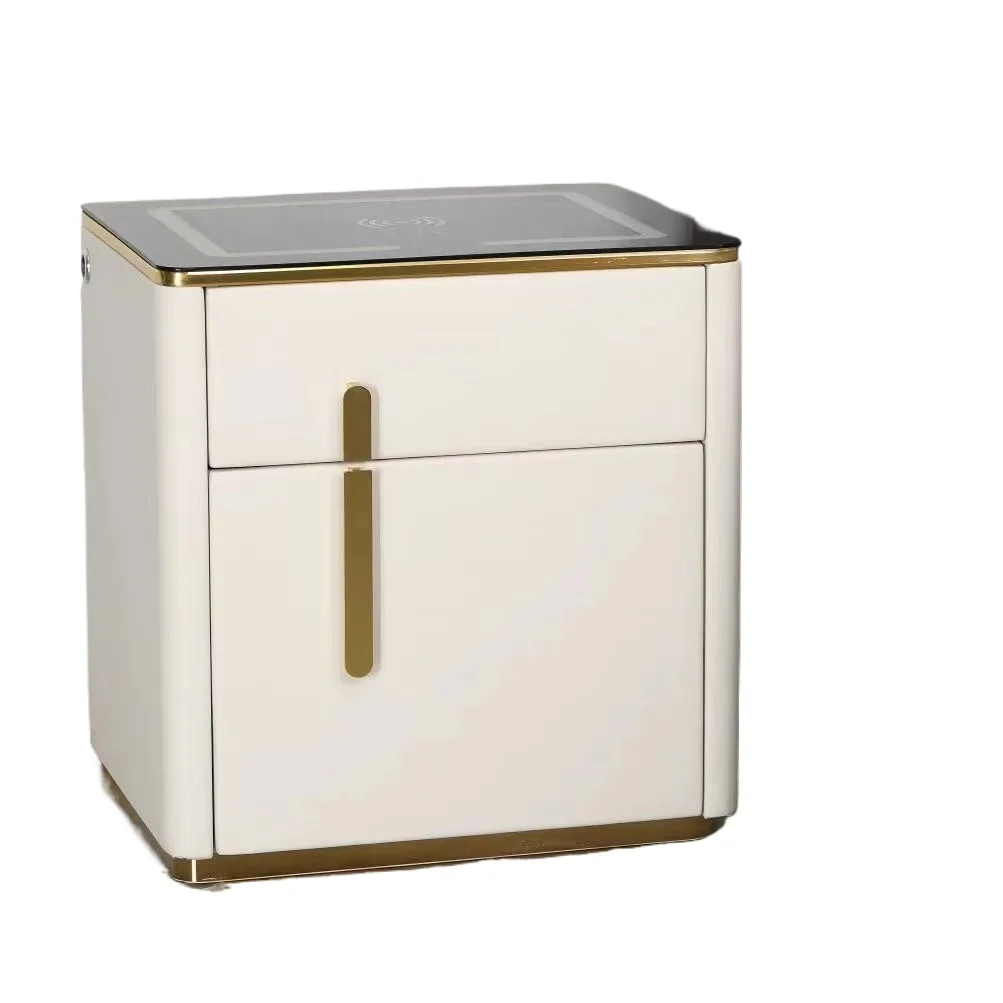 Modern Luxury Solid Wood Smart Bedside Table Wireless Charging Home Furniture Bedroom Smart Insurance Bedside Table