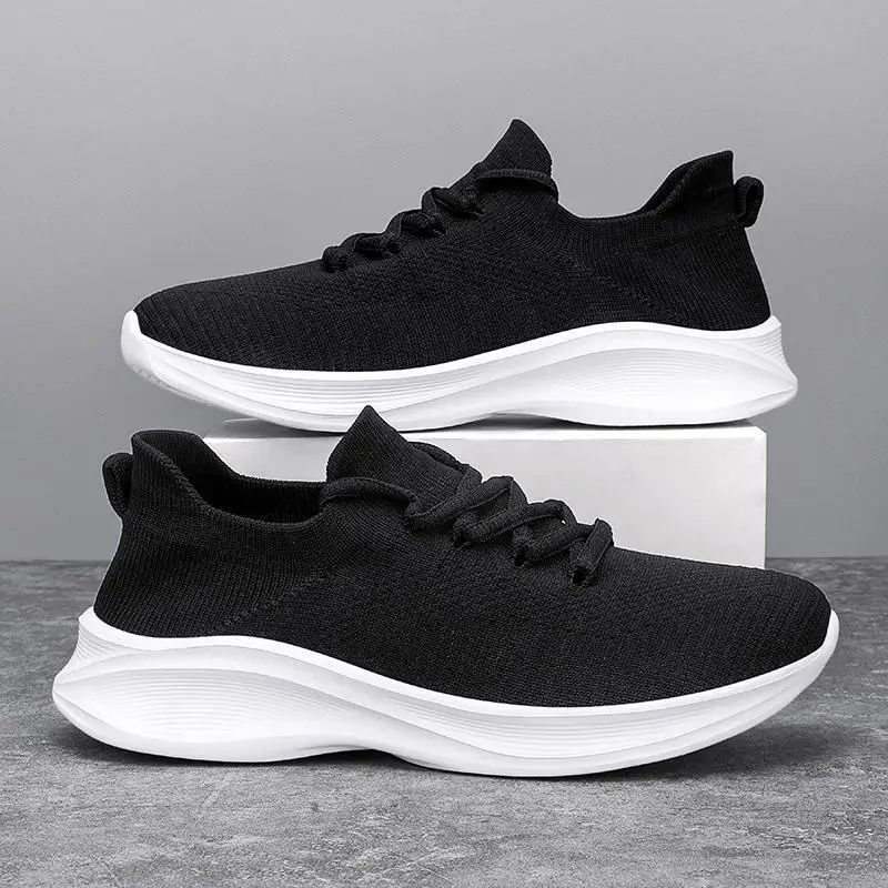 Men's Shoes Summer Tenis Breathable Thin Mesh Hollow out Mesh Surface Shoes Men's Running Lightweight Black Break