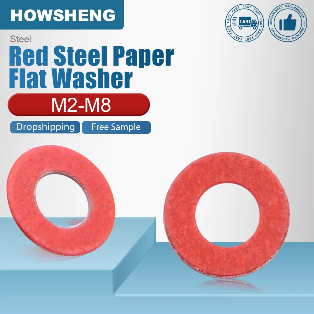 Red Steel Paper Flat Washer M3 M4 M5 M6 M8 Insulation Fiber Plain Gasket Ring for Computer Case Motherboard