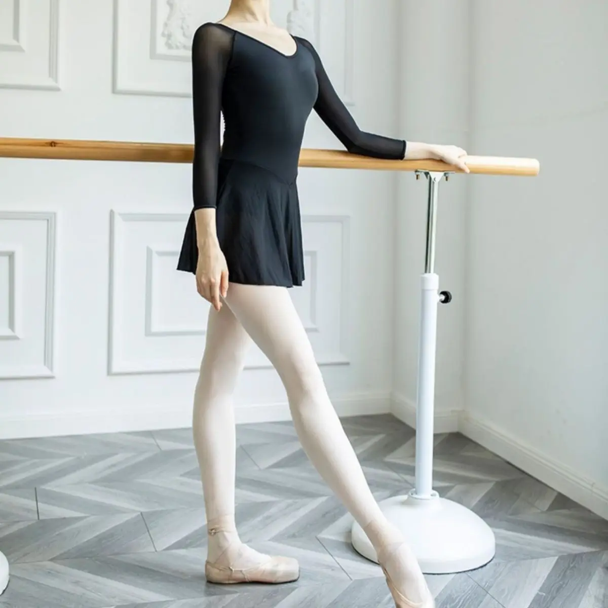 

Одежда для балета и танцев для взрослых, трико для женщин, сетчатый купальник для девочек из хлопка и спандекса, черный гимнастический трико с короткими рукавами, балетное боди, юбка