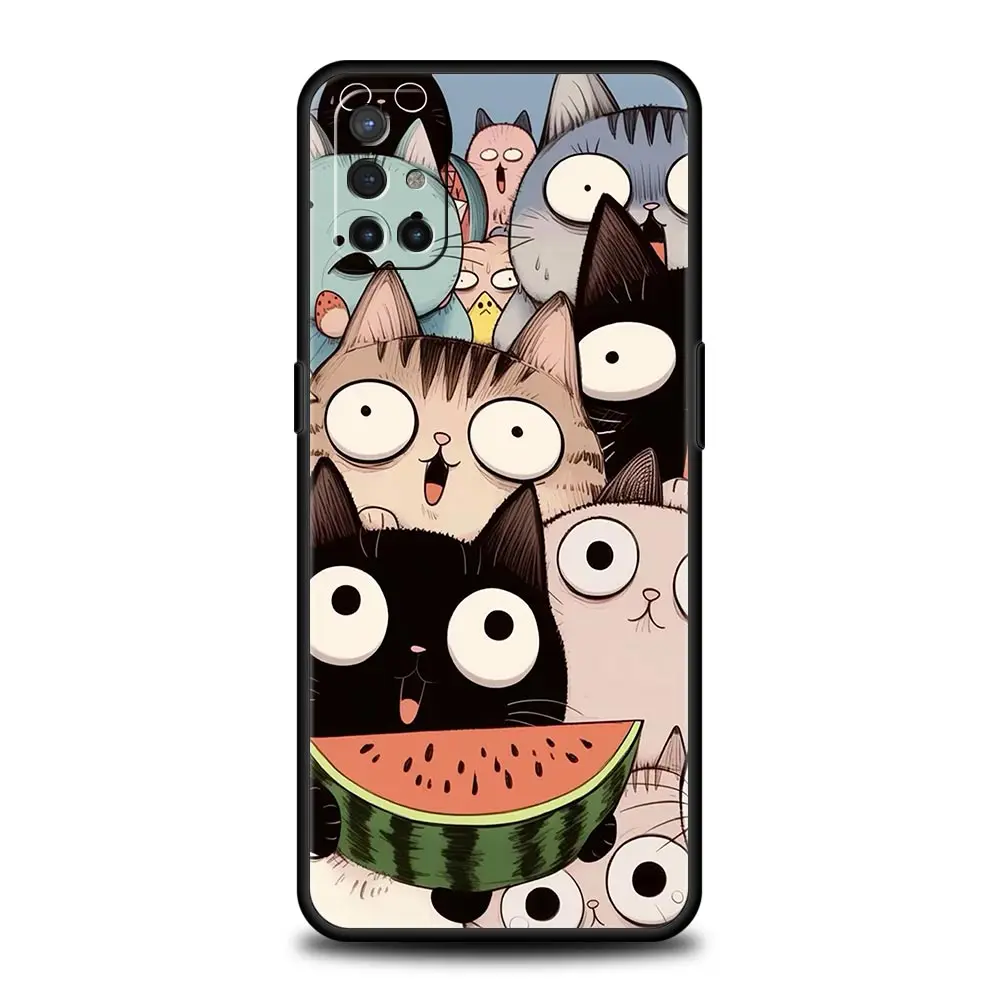 Simpatico cartone animato gatto cassa del telefono per OnePlus 13 12 11 10 9 8 7T Pro 13R 12R 10R 9RT 8T Nord N200 N30 2T CE 2 3 5G Lite copertura morbida