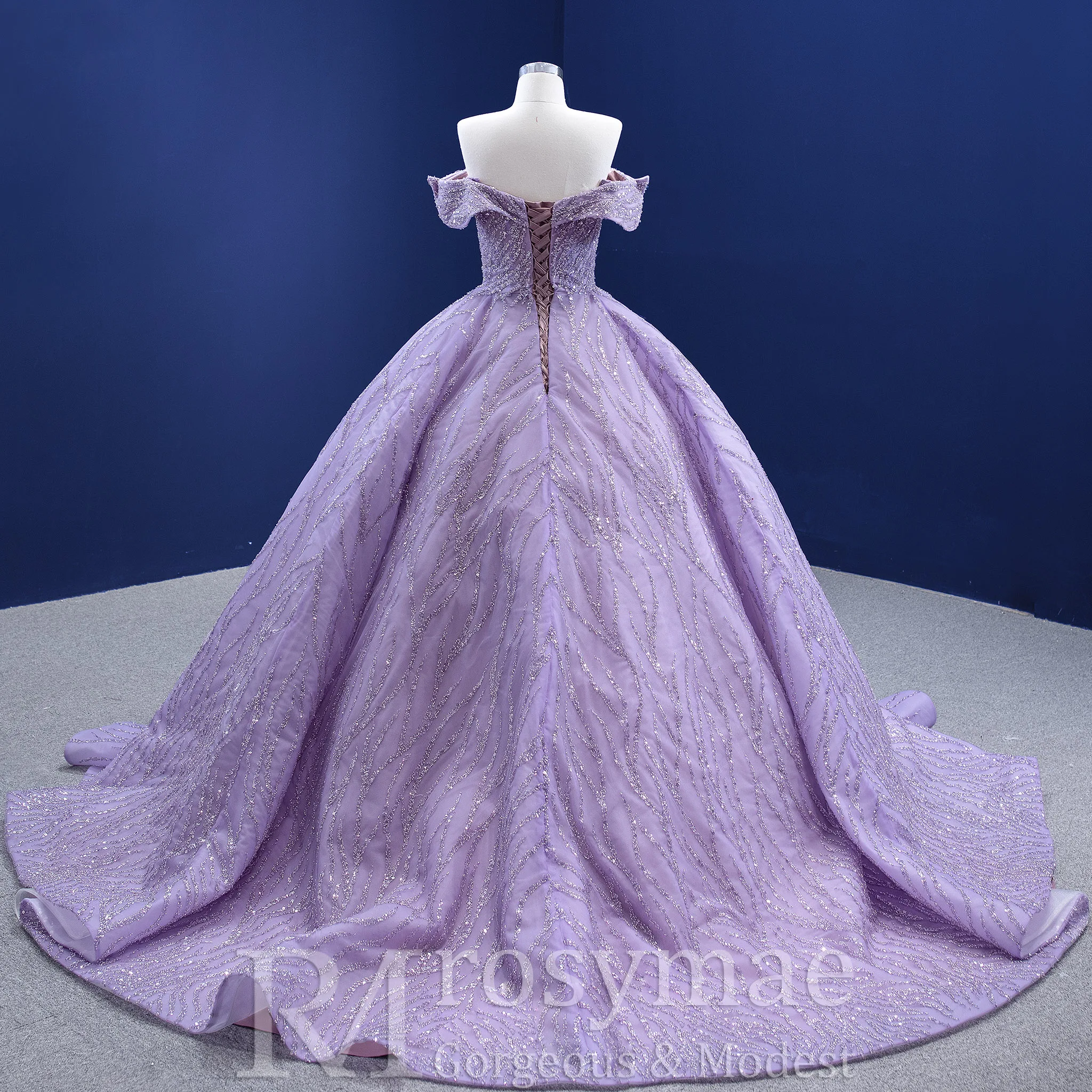 Rosymae robe de bal à épaules dénudées robe de mariée élégante robe violette longueur au sol vestidos de boda