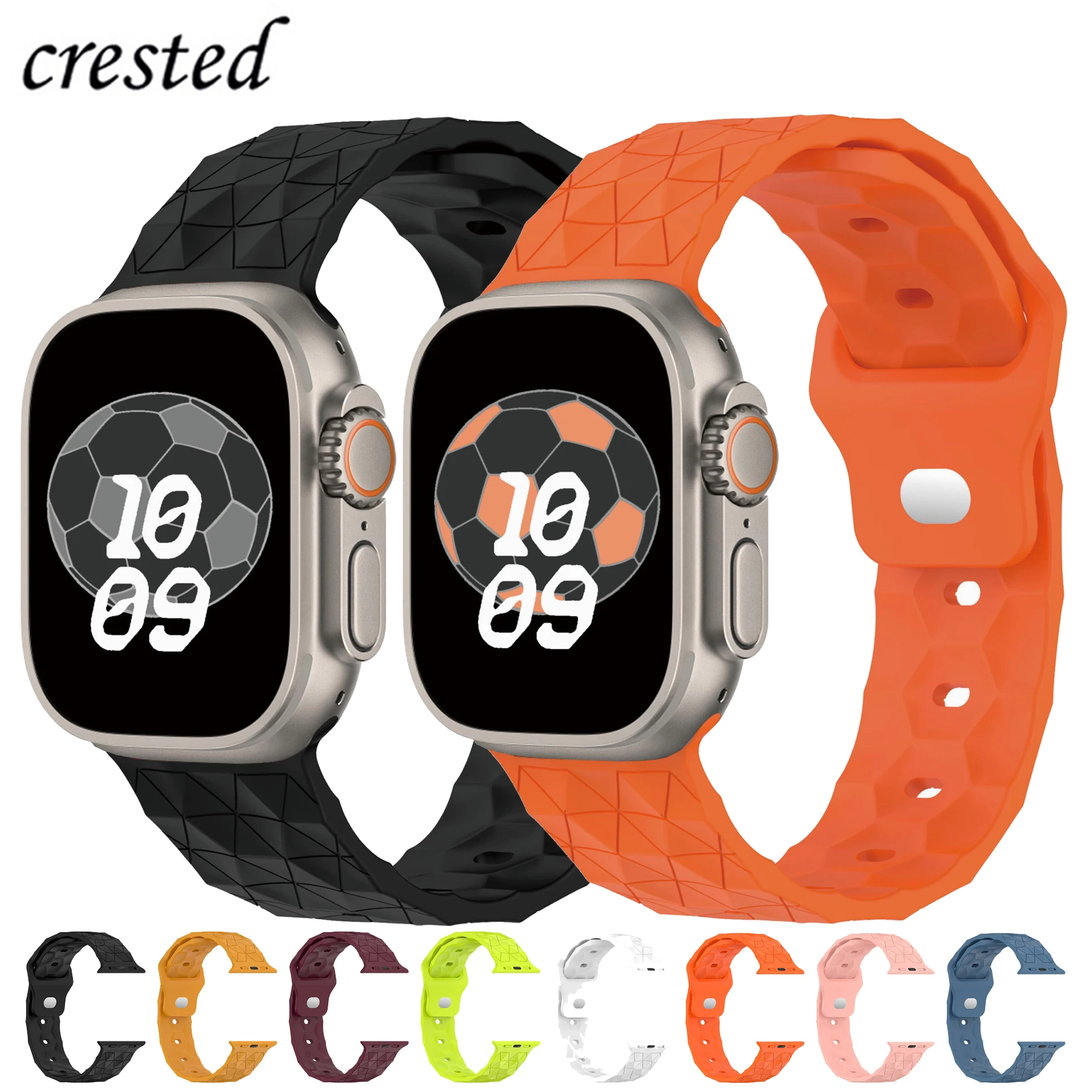 Sport Silicone strap for Apple watch ultra band 49mm 40mm 45mm 41mm 38mm football bracelet iWatch series 9 8 7 6 5 se bands 44mm