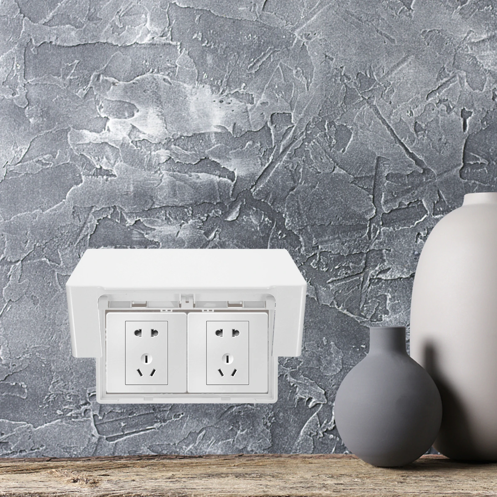

Outlet Cover Waterproof Socket Outdoor Electrical Plug Protector Box White Double-sided
