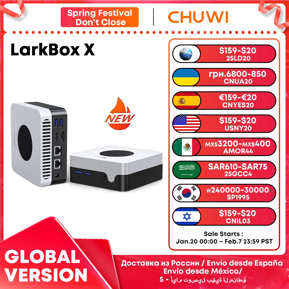 CHUWI LarkBox X Mini PC 12GB RAM 512GB SSD Intel N100 Game PC UHD Graphics for 12th Gen Intel Processors WiFi 6 Desktop Computer