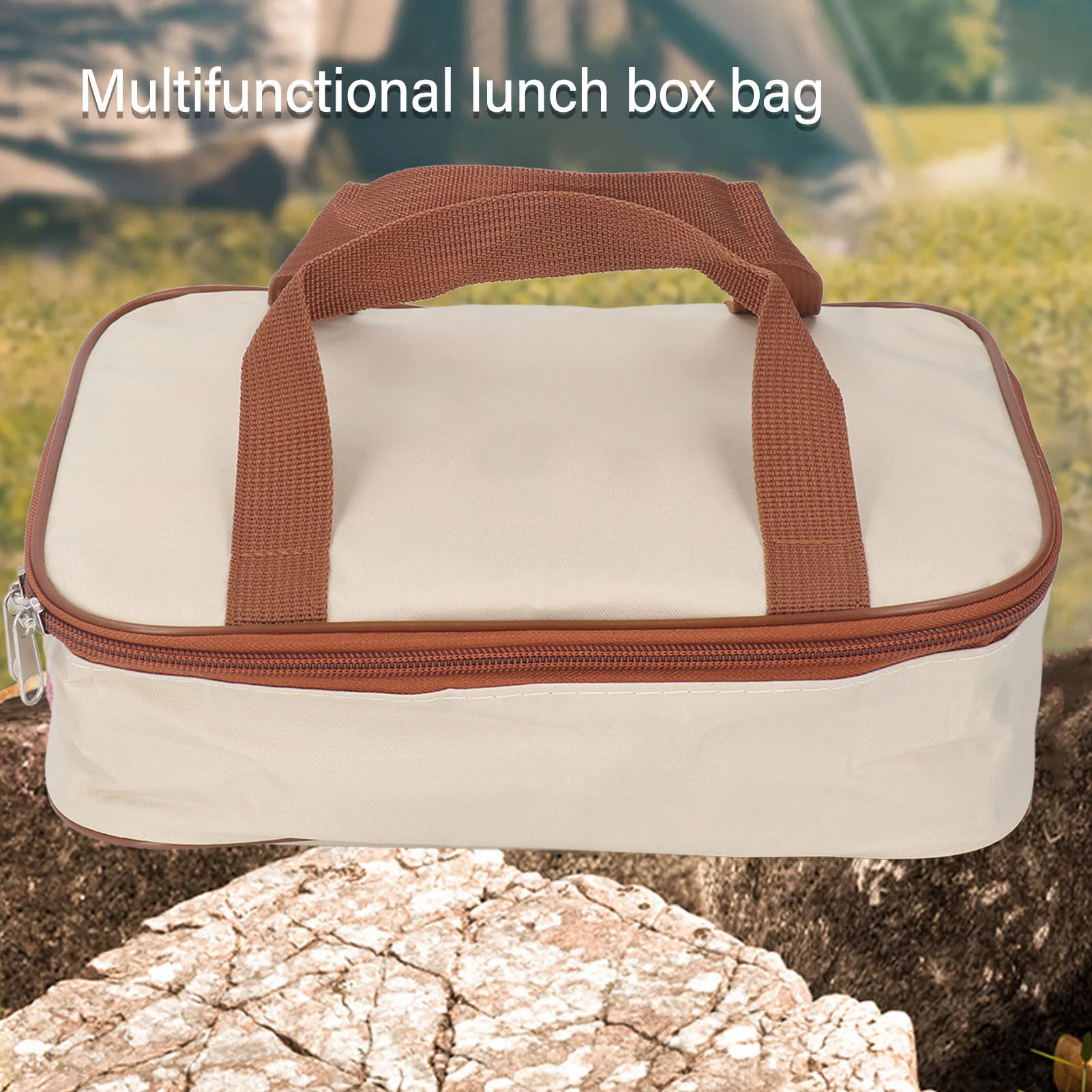 ZK30 Lunch Box Bag Cartoon Large Capacity Lovely Storage Multi Functional Insulated Lunch Bag Middle Milky White