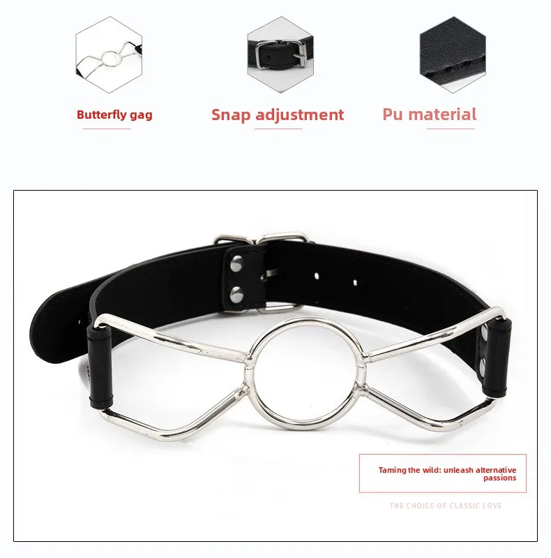 Sexy mouth gag SM forced mouth opening flirting mouth Jia stainless steel butterfly shaped deep throat sex toy view 6