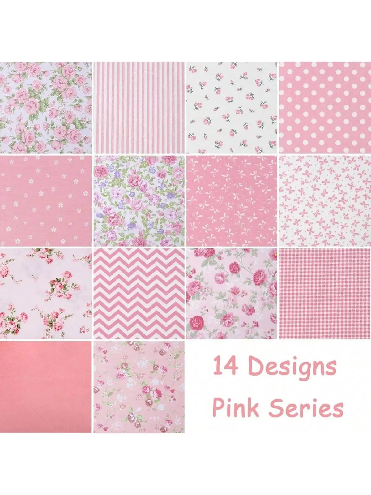 42pcs 5x5inch Patchwork Fabric Squares Set with Vintage Roses And Checkered Patterns Ideal for DIY Crafts Home Decor Sewing Fest
