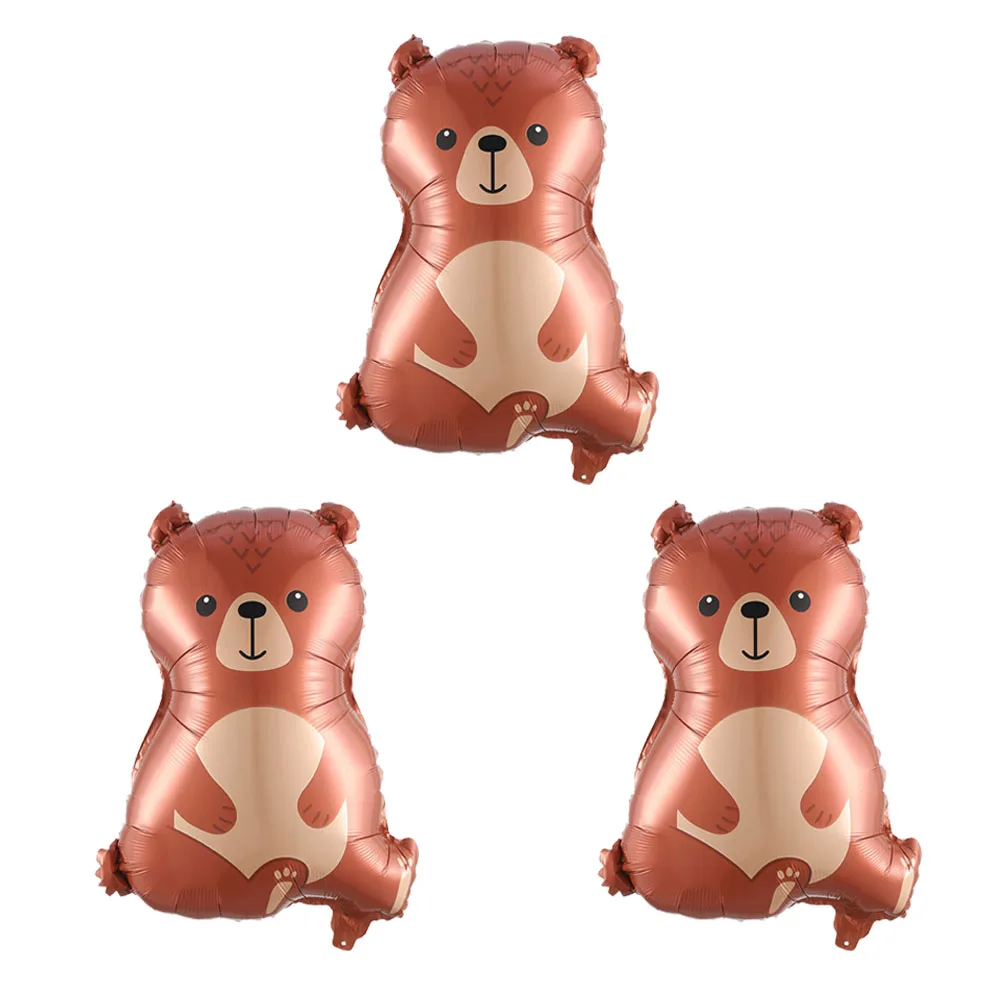 2/3/5Pcs Woodland Bear balony z niedźwiedziem brunatnym balony w kształcie zwierząt do dżungli Safari z motywem na urodziny i bociankowe dekoracje