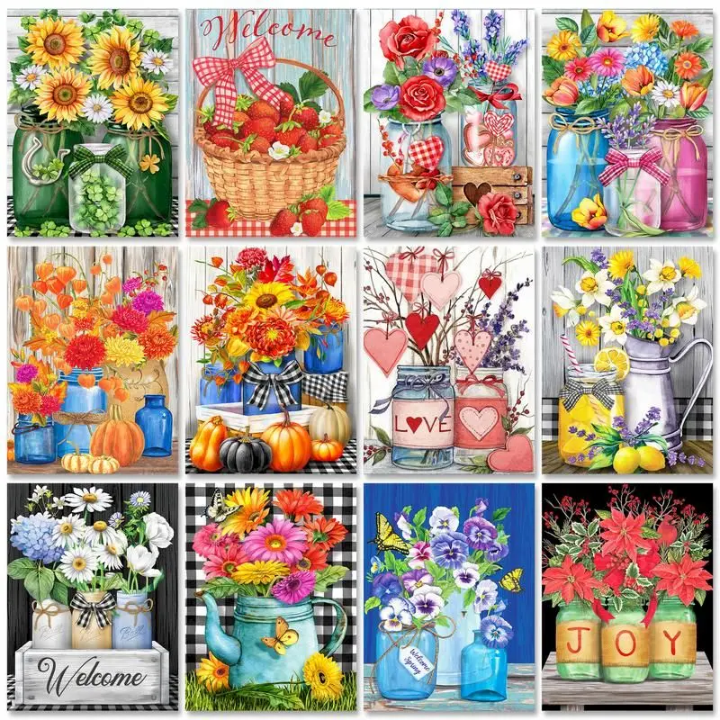 GATYZTORY 5D Diy Diamant Malerei Blume Stickerei Kreuz Stich Set Daisy Diamant Mosaik Hause Dekoration Handarbeiten Geschenk