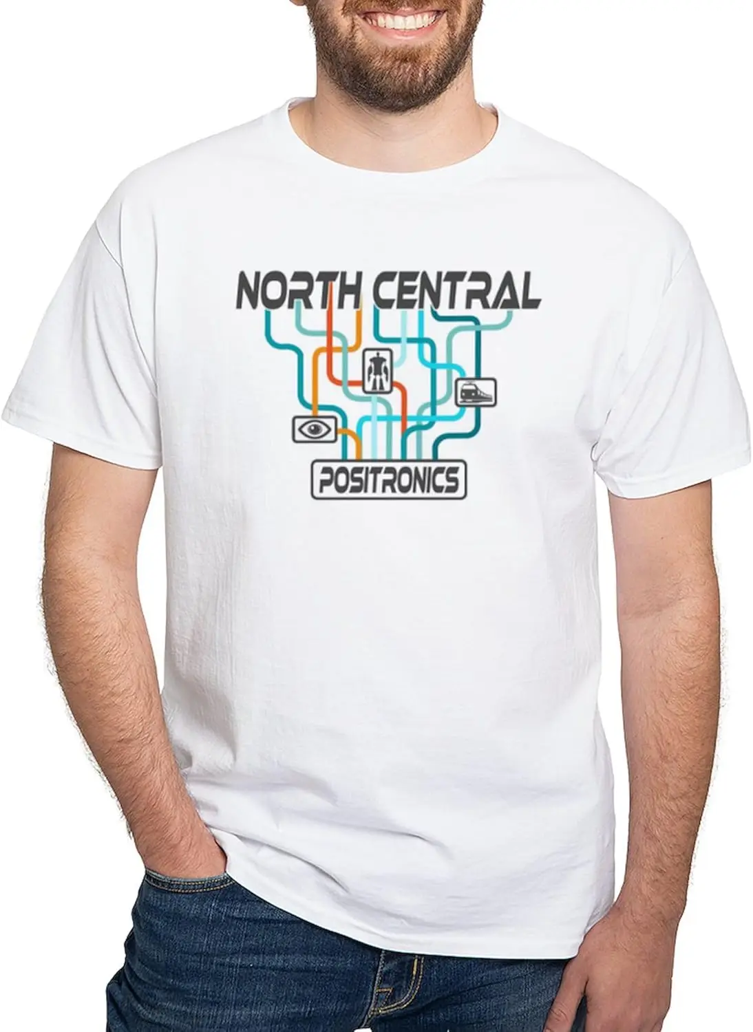 CafePress North Central Positronics T Shirt Men's 100% Cotton, Classic Graphic White T-Shirt