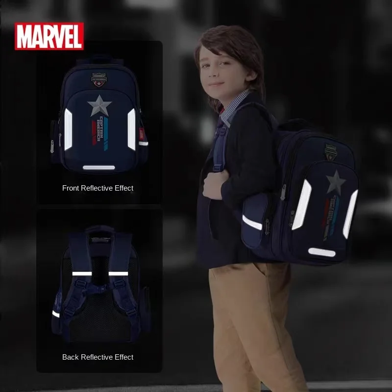 Disney Marvel Boy School Bag Grade 1-3 Spider Man Captain America Primary Student Shoulder Orthopedic Backpack Mochilas Escolare