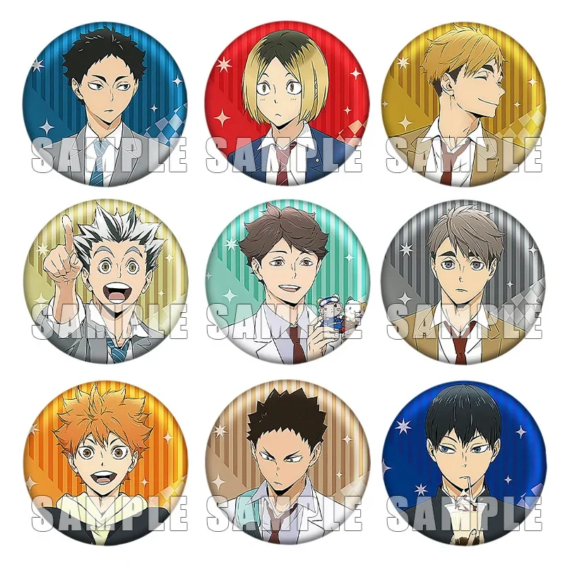 58mm Cartoon Popular Brooches Shoyo Hinata Tobio Kageyama Daichi Sawamura Figure Badge Fashion Pin Clothing Pendant Friend Gift