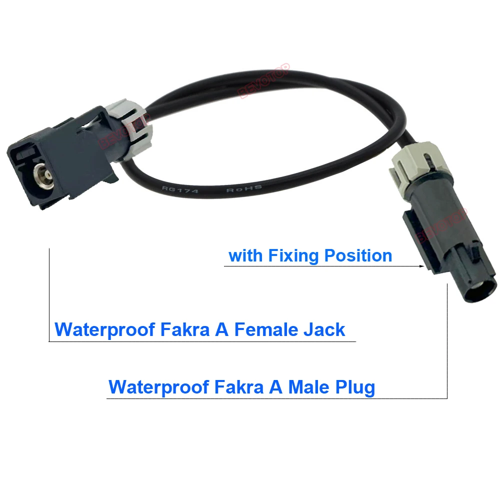 2024 New Arrival Waterproof Fakra A Male Plug to Femfale Jack with Fixing Position 50 Ohm RG174 Cable RF Coaxial Pigtail Jumper