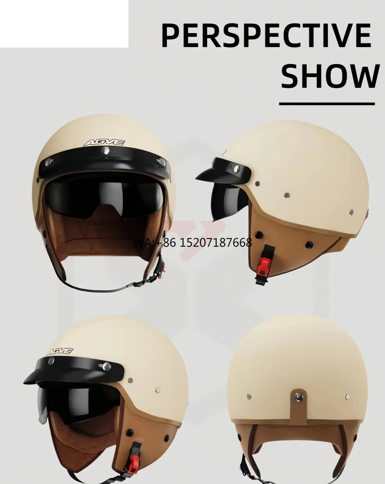 

DOT Certified 3/4 Open Street Vintage Style Motorcycle Anti-lock Brake System Quick Release Buckle Cruiser Scooter