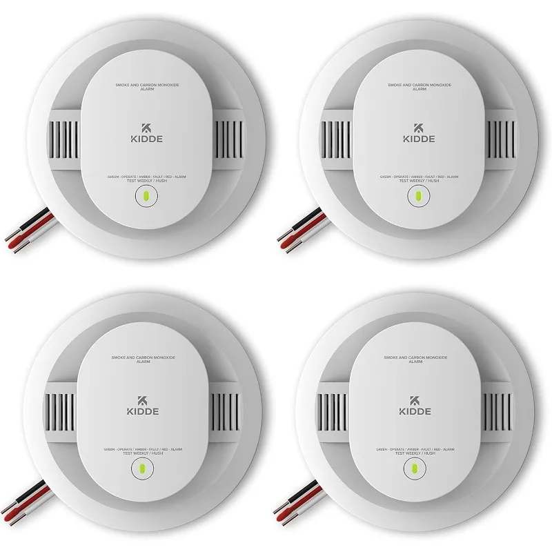 Hardwired Smoke & Carbon Monoxide Detector, AA Battery Backup, Interconnectable, LED Warning Light Indicators, 4 Pack