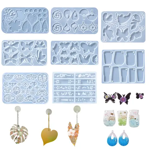 Brincos de borboleta pingente molde de silicone folha resina epóxi molde de fundição para diy resina epóxi pingente chrams jóias artesanato