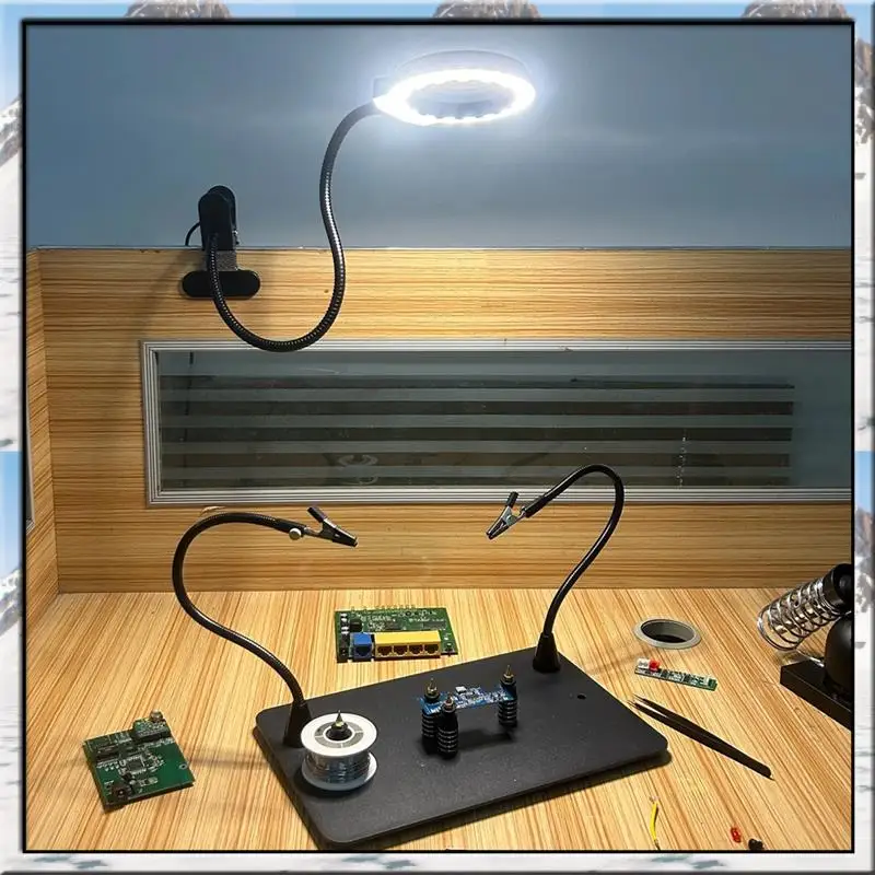 

AS59 -5 Color LED Light Illuminated Gooseneck Magnifying Glass 5X Lamp For Soldering Repair DIY Close Work