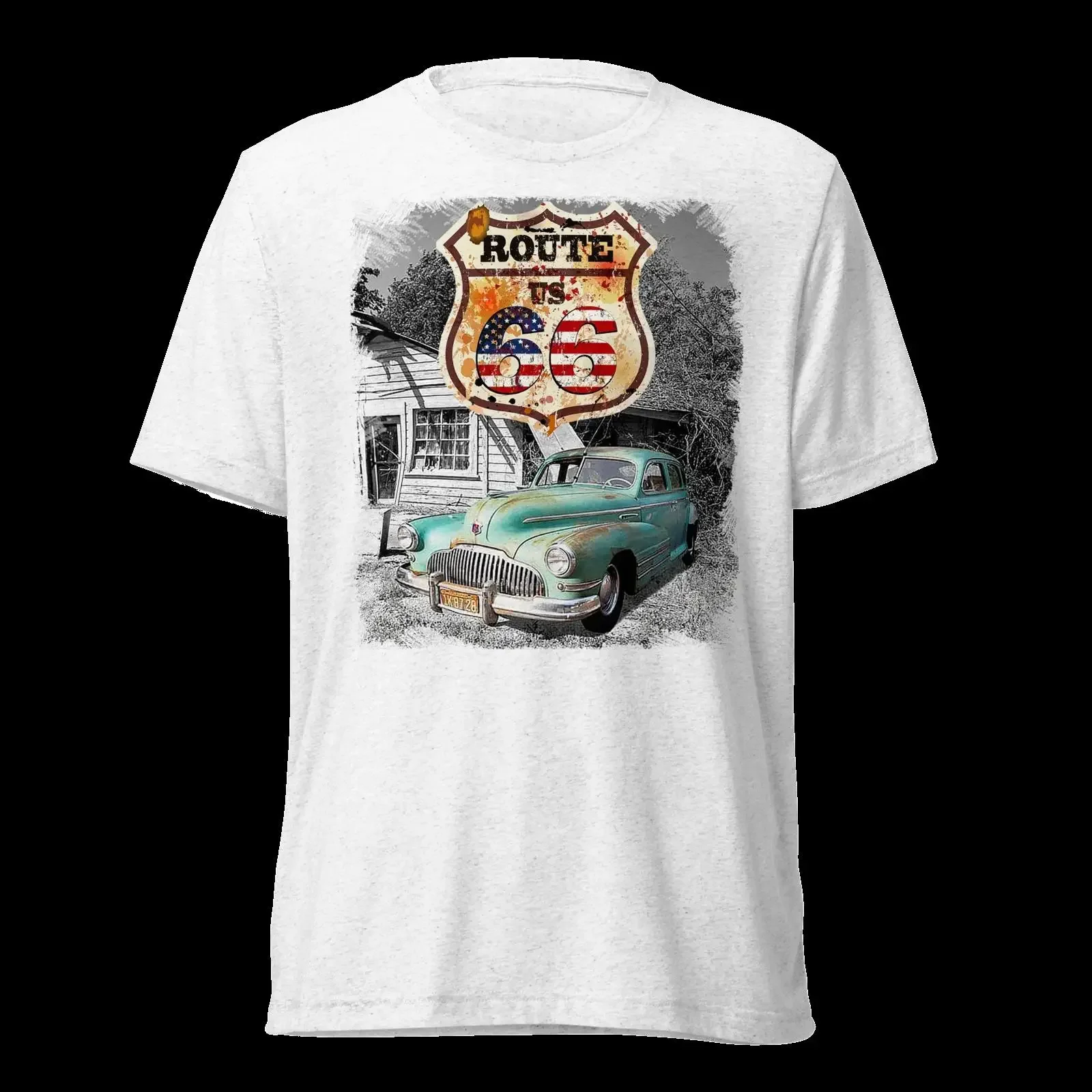 Винтажная футболка Route 66 Sogno Americano On The Road в уличном стиле, с эффектом потертости, дышащая, эластичная, универсальная, мягкая, слегка тянутся, с легким эффектом потертости.