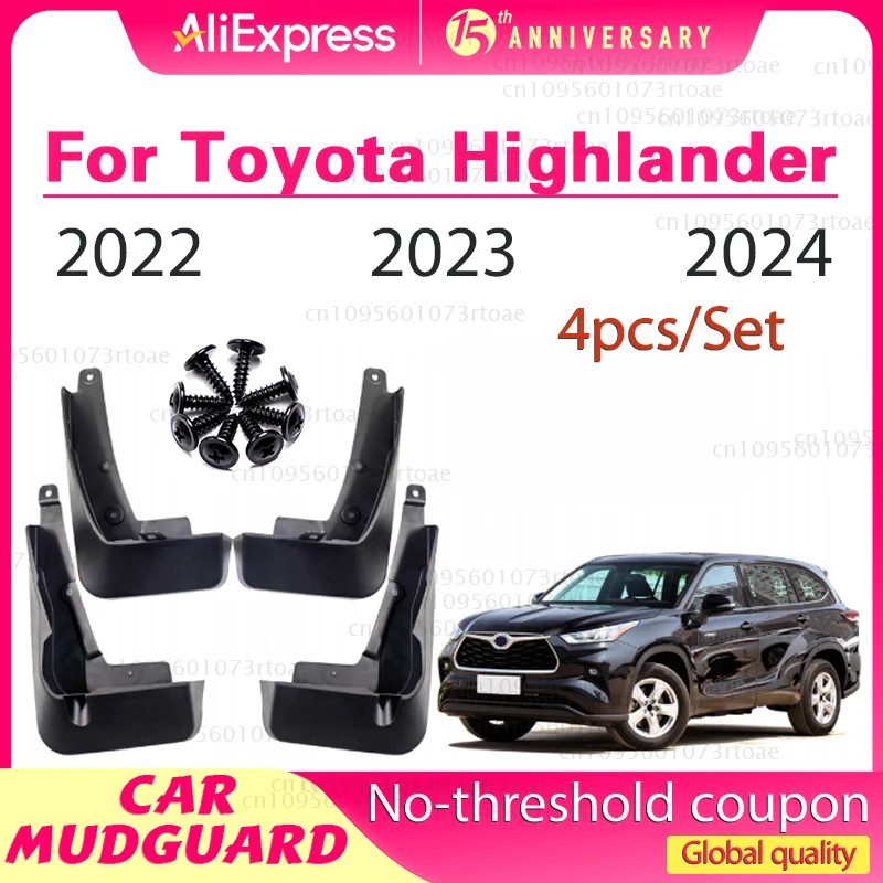 

MudFlaps For Toyota Highlander Kluger 2015-2022 2023 2024 Mud Flap Splash Guard Mudguards Front Rear Auto Car Accessories