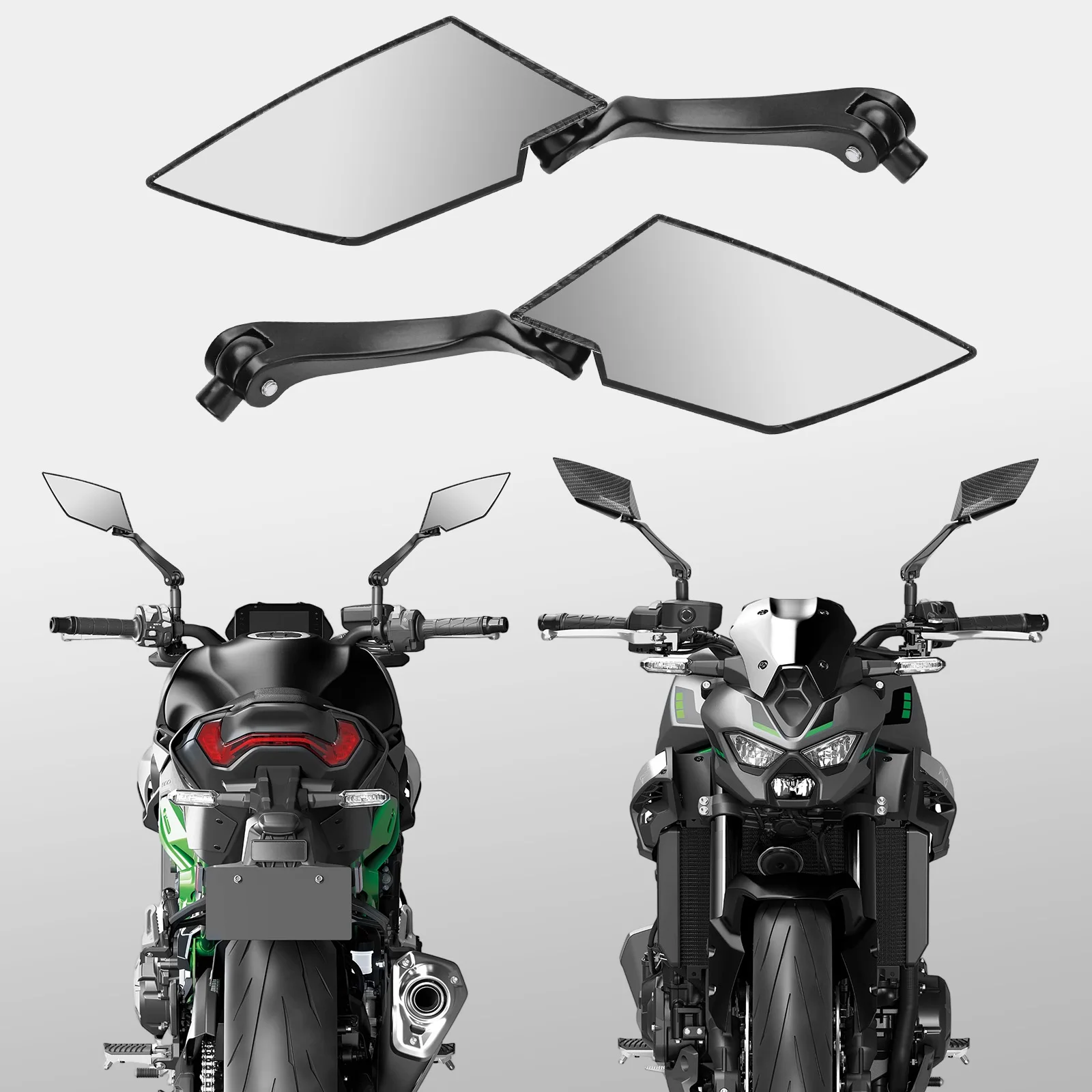 

8mm/10mm Motorcycle Rear View Side Mirror Carbon Fiber for Kawasaki Suzuki Honda Victory Chopper Yamaha Diamond Blade Design