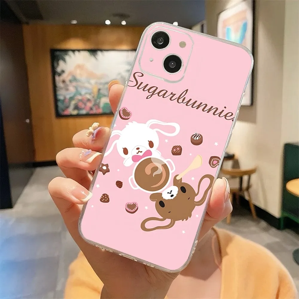 S-Sugarbunnies-S Cartoon Phone Case For Iphone 16 15 11 13 14 Pro Max 7 8 Plus X Xr Xs Max Se2020 12mini Transparent Cover