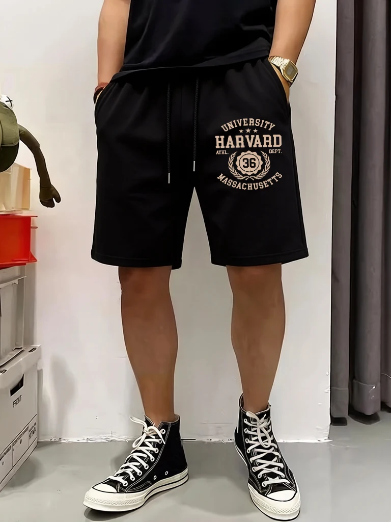 

University Harvard Massachusetts Printed Man Summer Casual Gym Short Pants Breathable Daily Sportpants Oversized Comfy Shorts