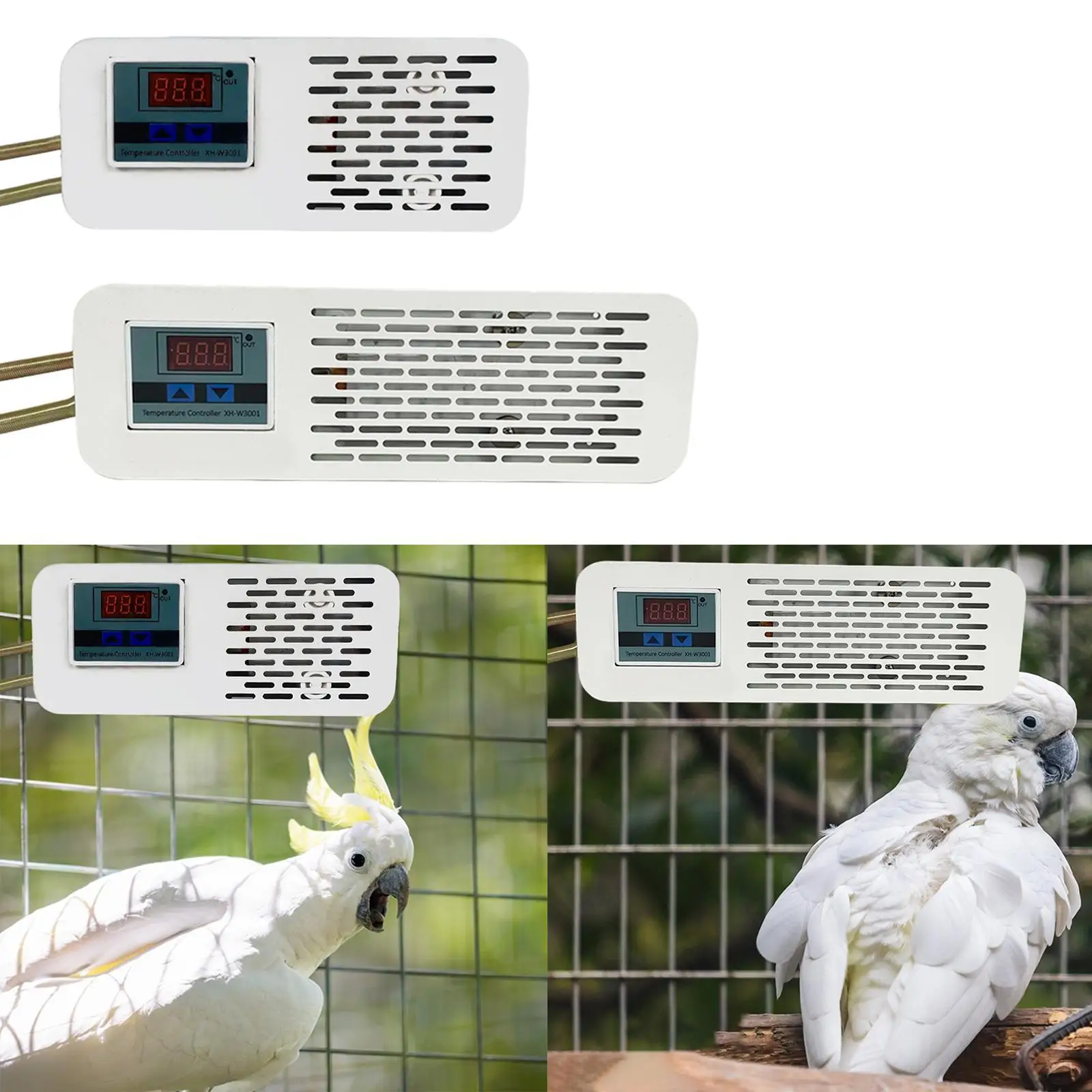 Bird Heater for Cage with Anti Bite Rope Stable Metal Mesh Screen No Harm No Light for Parrots Macaw Small Birds Frogs Snake