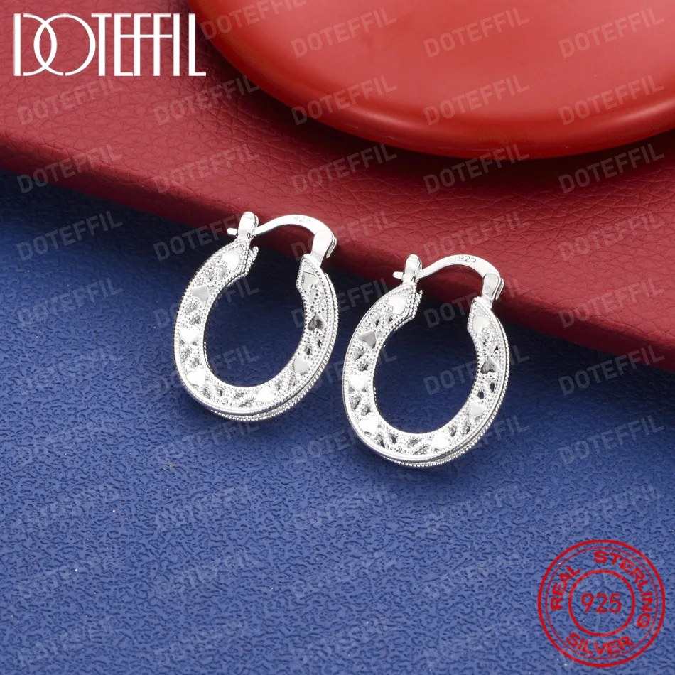 Exquisite 925 Sterling Silber Doppelschichtige Hohlherz-Ohrringe für Damen, Modisches Hochzeitsgeschenk-Schmuckstück
