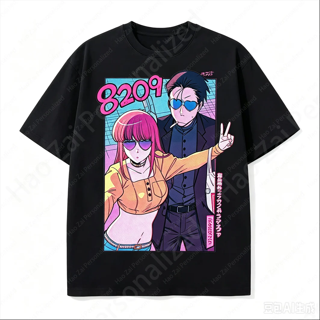 Summer Hot Sale Anime Smoking Behind The Supermarket with You T-shirt Y2K Unisex Cotton O-neck Tees Loose Streetwear Daily Tops