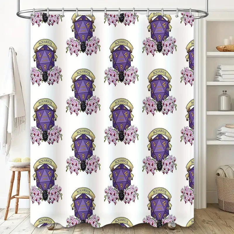 Floral Dice Shower Curtain Set Waterproof Bath Decor Gaming Room Decor Gambling Theme Home Textile Modern Style