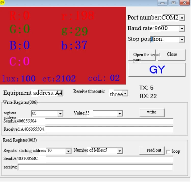 GY-33T RGB-Farberkennungssensor-Modul mit seriellem Ausgang zur Farbtemperaturerkennung TCS34725 – Detail 8