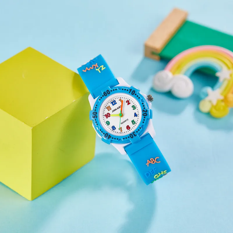 Relojes de moda para niños y niñas con dibujos animados de color rosa y azul, regalos de cumpleaños para niños de princesa, reloj de silicona digital giratorio anticaída