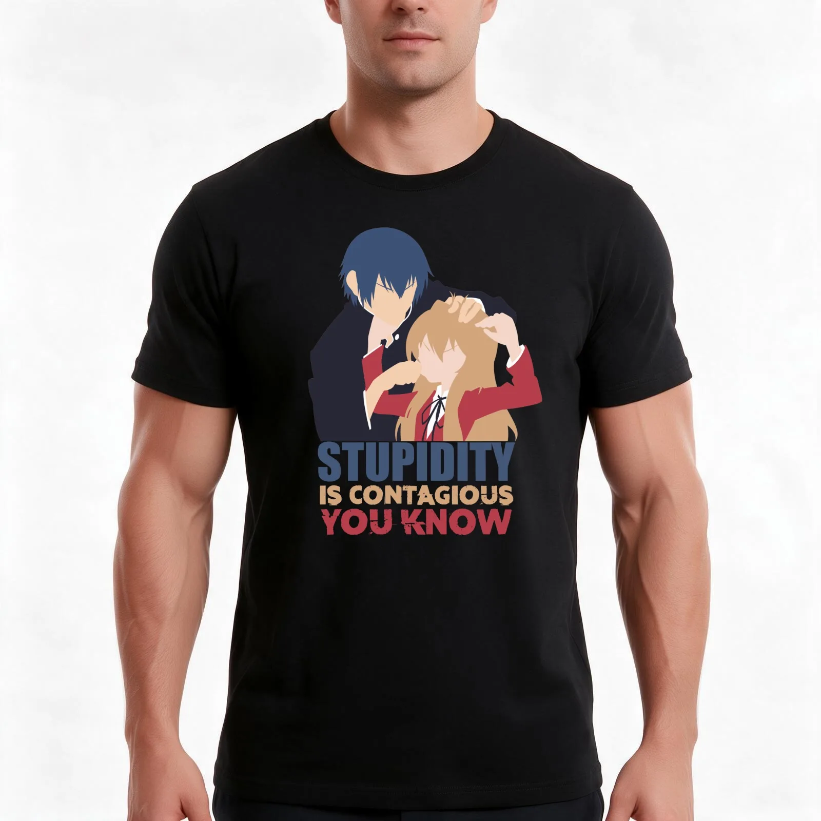 Toradora - Stupidity is contagious you know T-Shirt Summer Casual Cotton Tee Oversized Streetwear Tops Vintage Graphic Print
