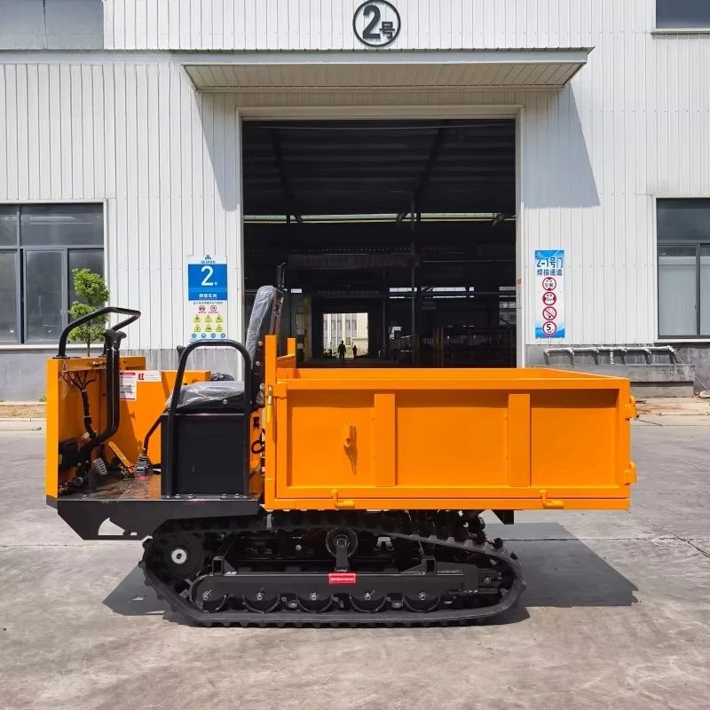 

1.5 Ton Walk-Behind Hydraulic Crawler Tractor Loader Mini Dumper with Engine for Orchard Fruit Harvest