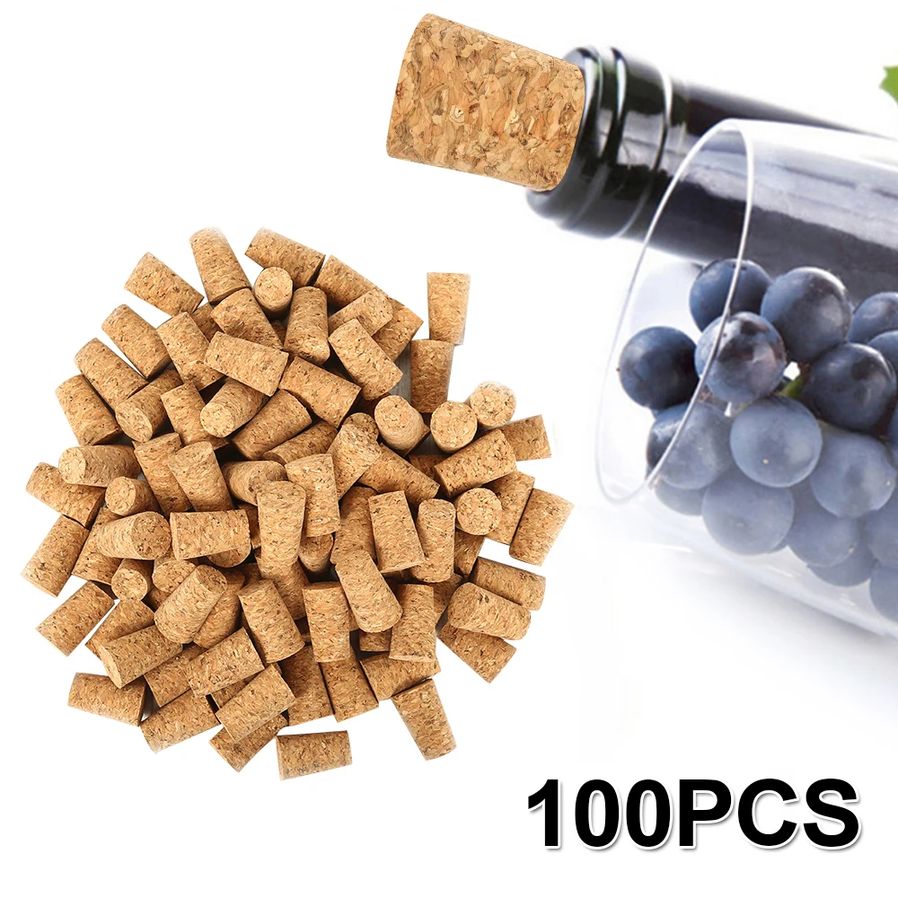 100Pcs Wooden Cork Tapered Wine Cork Reusable Sealing Wood Lid Cap Wine Bottle Stopper for Bottle Bar Tools Kitchen Accessories