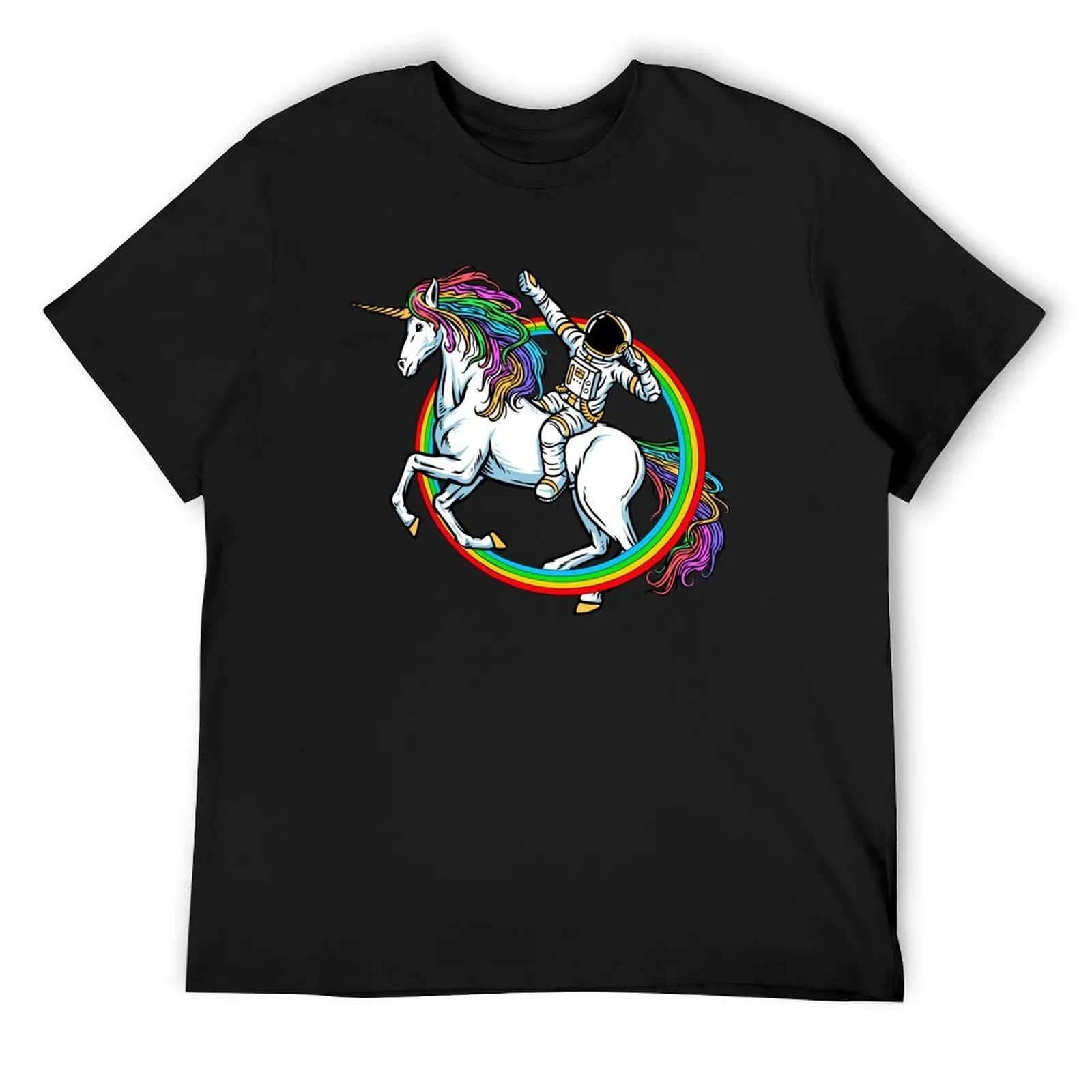 

Astronaut Riding Unicorn Rainbow T-Shirt new edition vintage t shirts mens tall t shirts