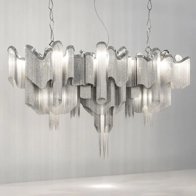 for Postmodern Fringed Chandelier Wave Creative Personality Living Room Bar Counter Engineering Designer Dining Table Villa