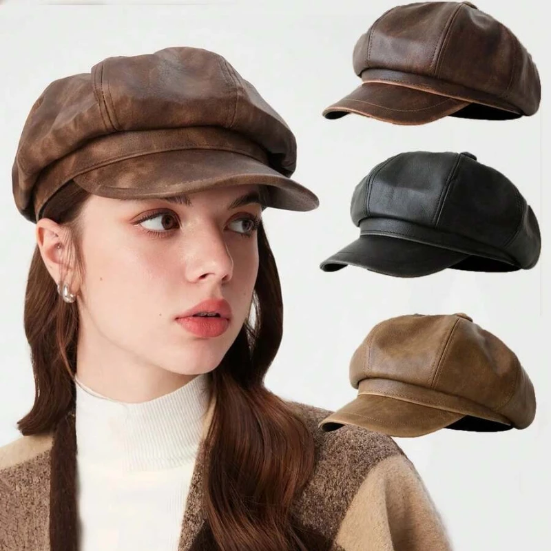 1 Stück elegante Baskenmütze mit flachem Oberteil für Damen, verstellbare Militär-Marine-Mütze im britischen Stil, perfekt zum Malen von Urlaub, Alltagskleidung