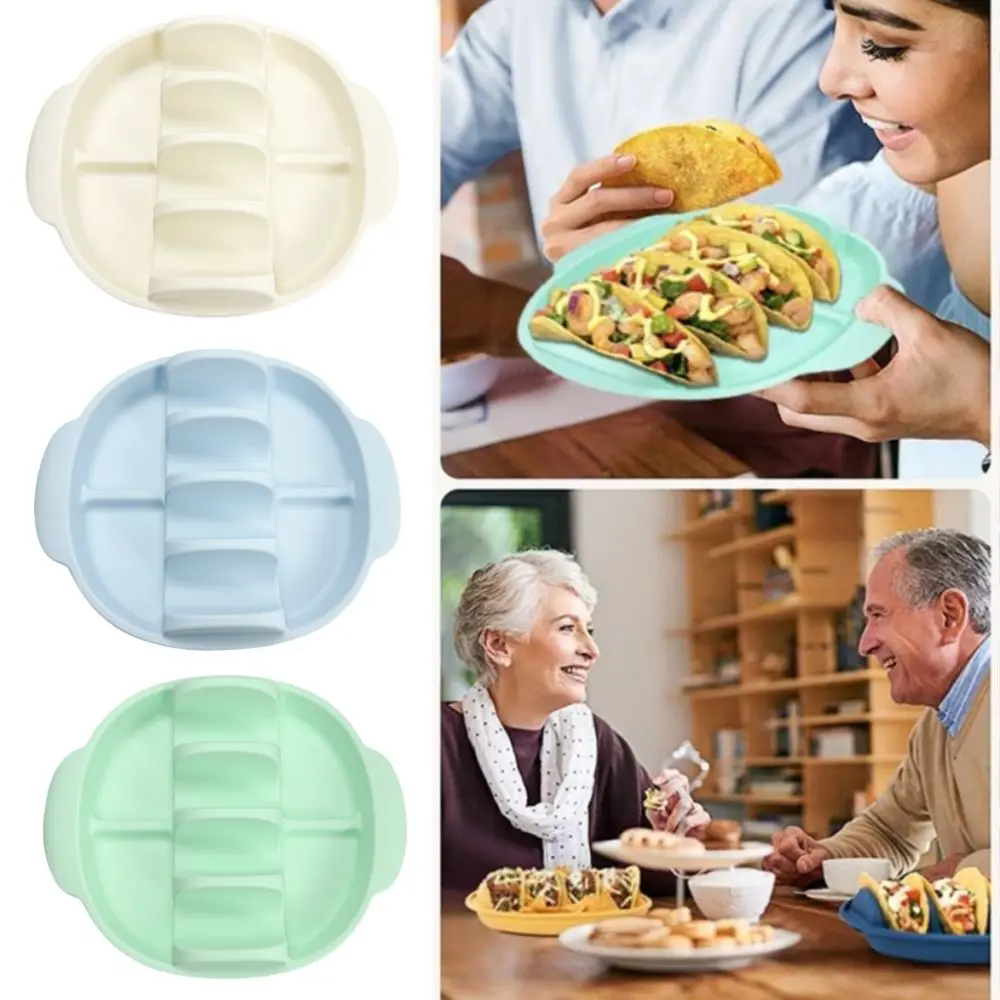 

Non Slip Silicone Taco Holder Portable Reusable Taco Serving Tray with Handle Multi-slots Taco Display Stands Kitchen Gadgets