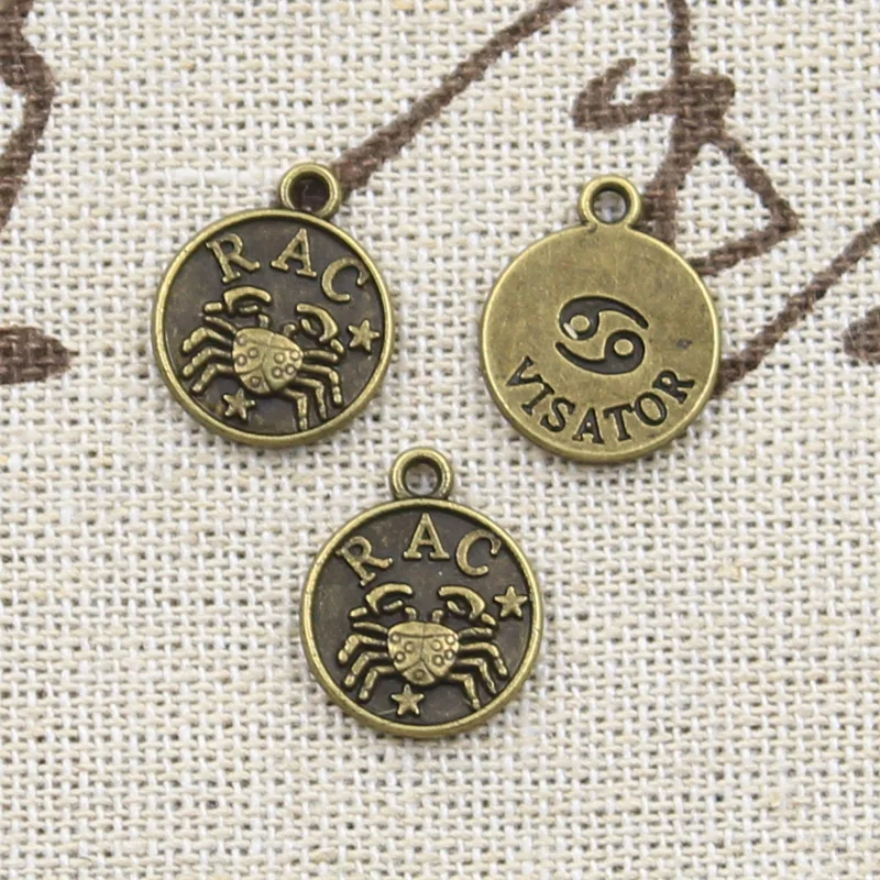 12pcs Charms Pisces Zodiac Vigro Aquarius Taurus Scorpio Pisces Aries Leo Gemini Cancer 12x10mm Tibetan Bronze Color Pendants