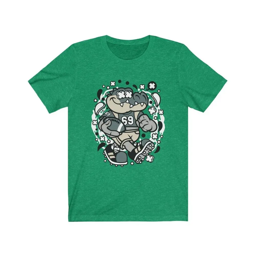 Crocodile Playing Football Men's Short Sleeve Green T-Shirt Funny  High Quality 100%Cotton Short Sleeve