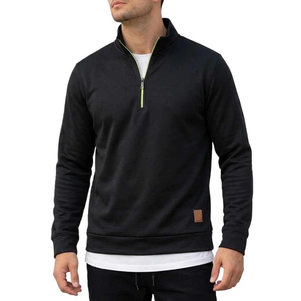 Men's Half Zip Pullover Lightweight Mock Neck Sweatshirt Casual Long Sleeve Polo Shirts Sport Sweatcoats Outdoor Work Hoodie Men