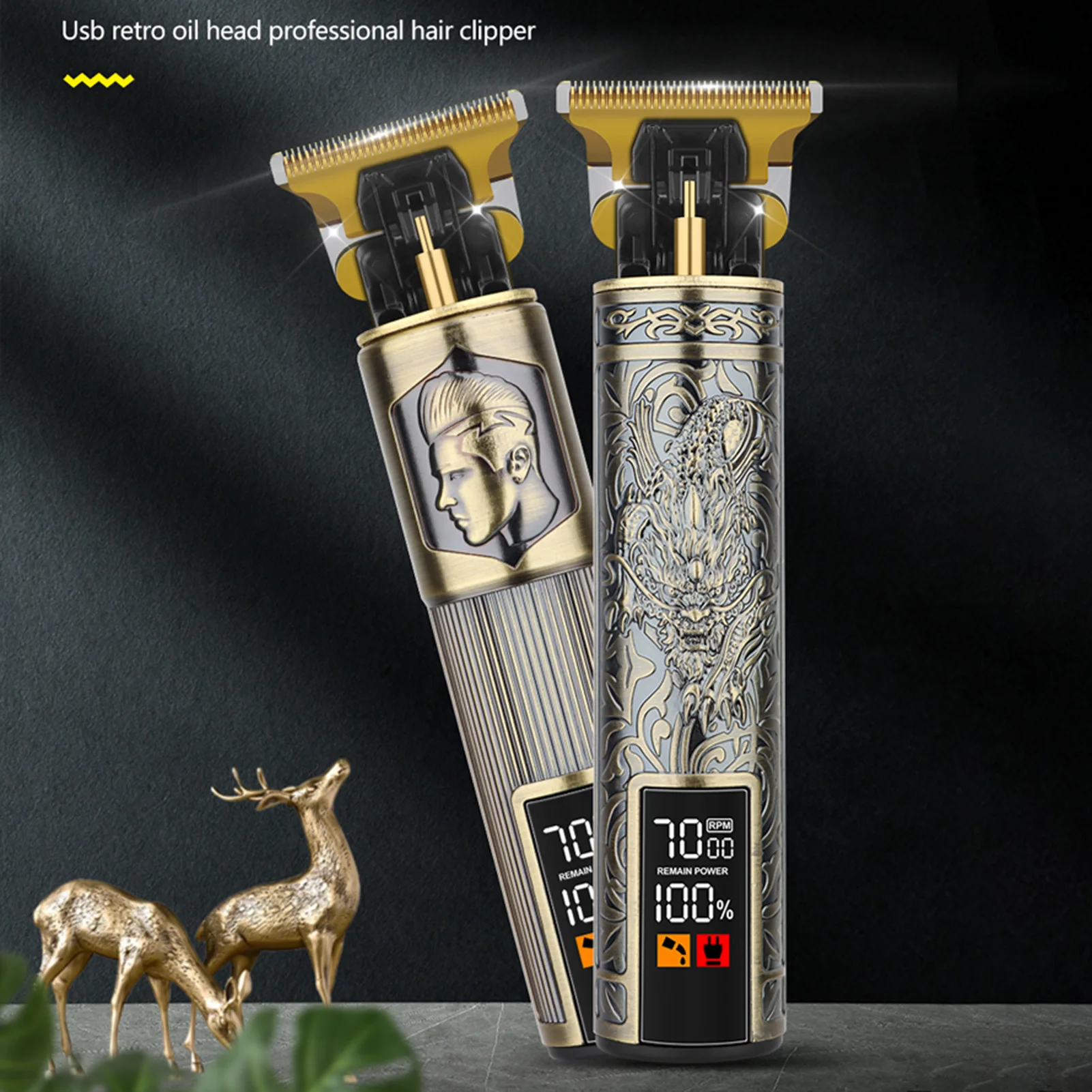 HIENA T9 مقص الشعر مجموعة للرجال LCD عرض الطاقة الحلاق الكهربائية الشعر المتقلب خمر نحت اللحية الحلاقة آلة حلاقة