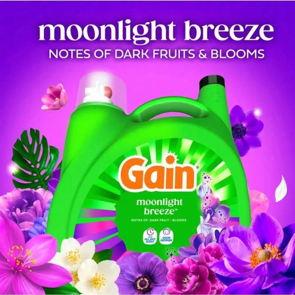Gain Laundry Detergent Liquid, Now With Odor Defense, Moonlight Breeze Scent