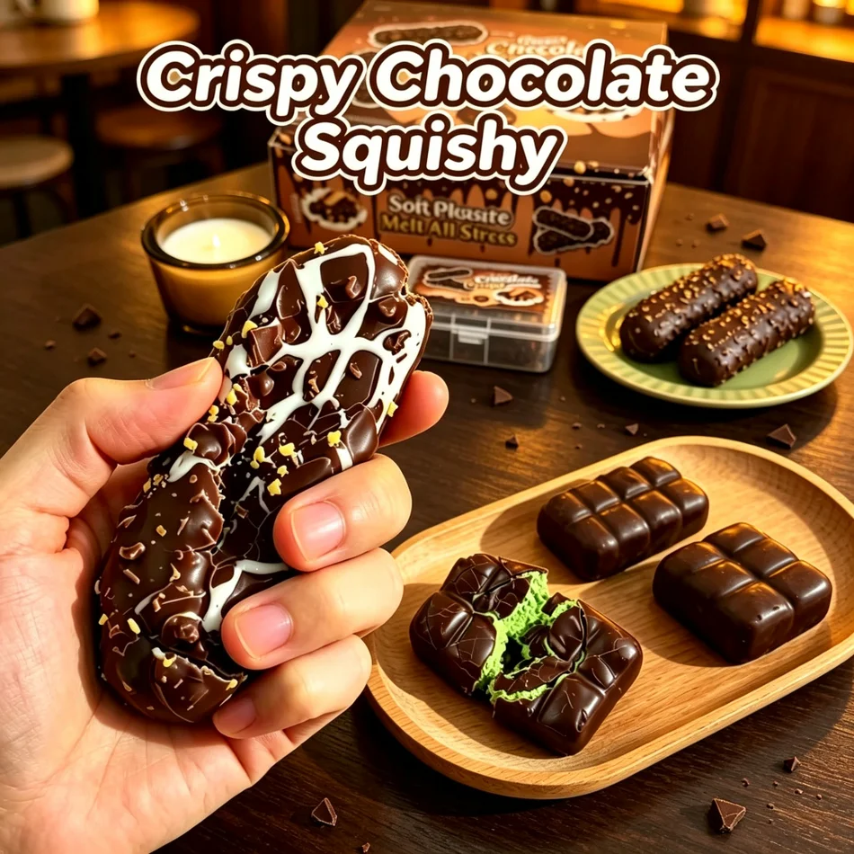 2026Crispy Chocolate Squishy Toy Crunchy Sound ASMR Fidget Toy Wax Cracking Soft Squeeze Pinch Stress Relief Cute Snowball Gift