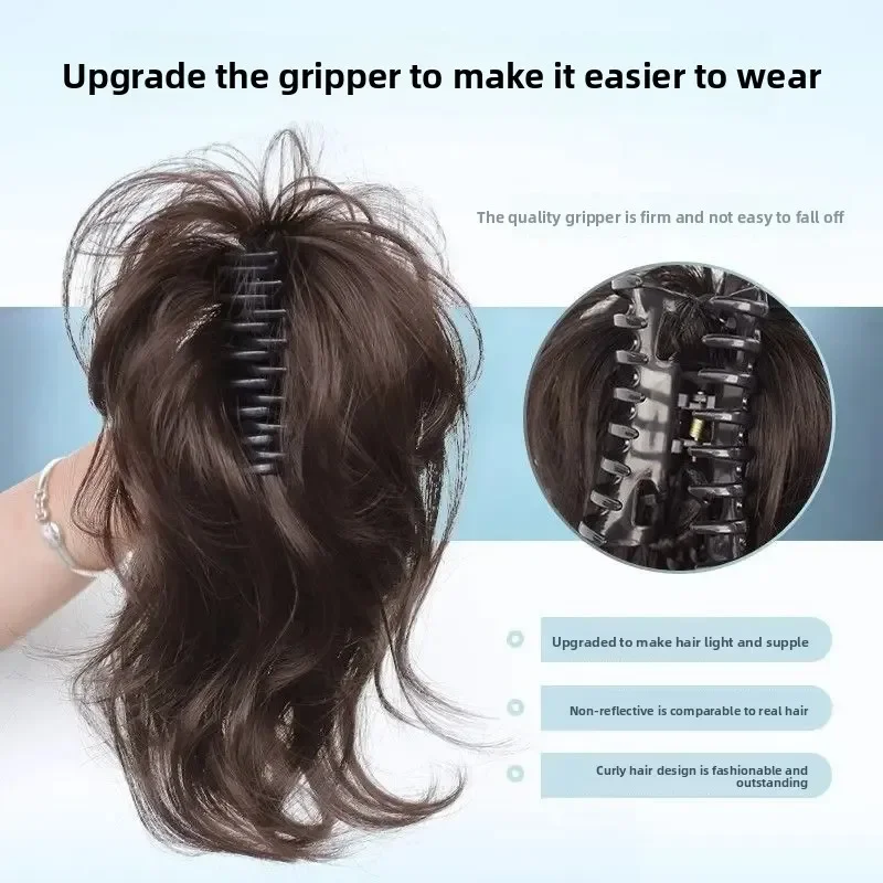 قصيرة مجعد الاصطناعية مخلب كليب ذيل حصان وصلات شعر للنساء عالية أعلى كعكة ذيل حصان هيربيسي ارتفاع درجة الحرارة الألياف الذيل