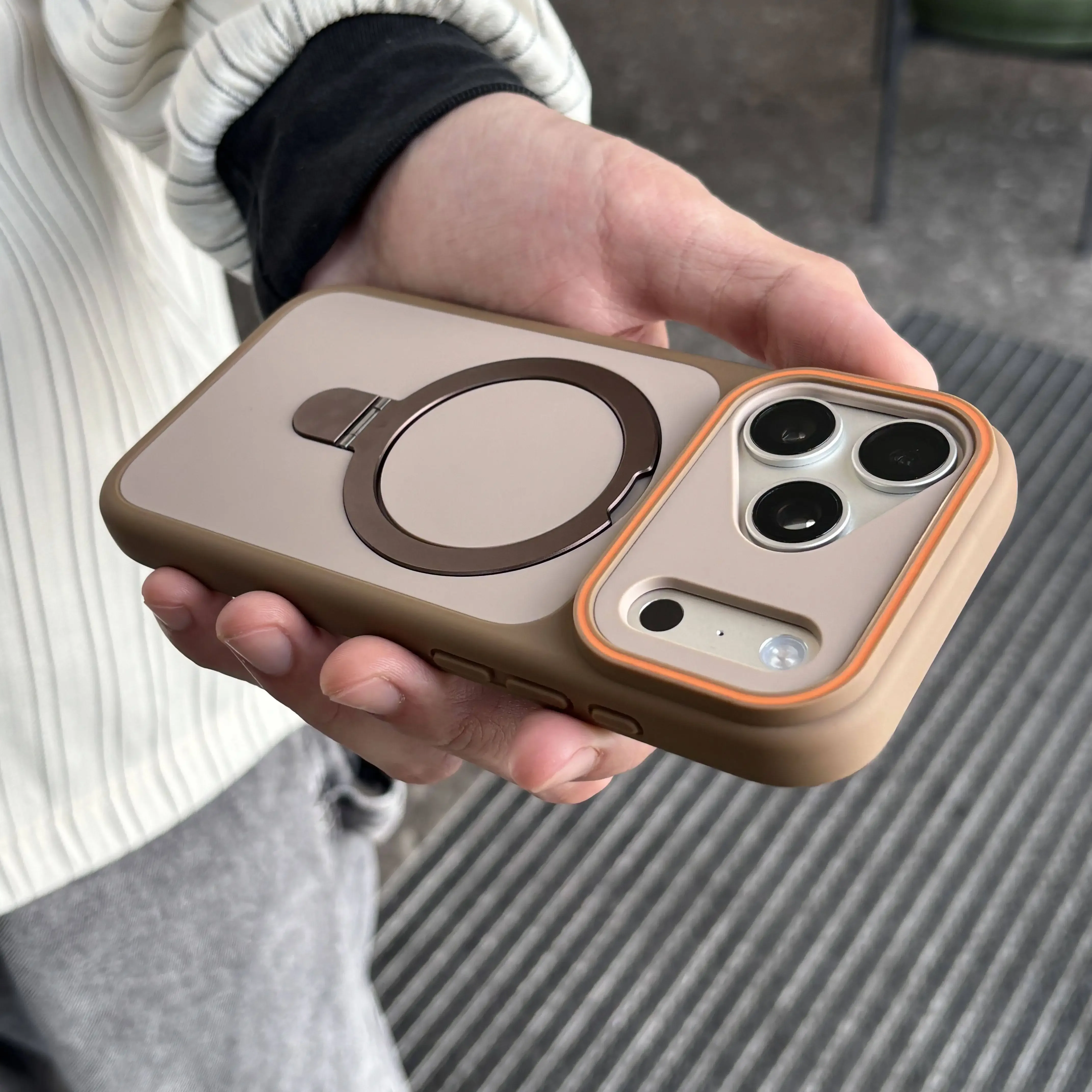 Stoßfeste Matte Schutzhülle mit Ständer für iPhone 17 18 Air 16 14 15 Plus 13 12 Pro Max, kompatibel mit Magsafe, magnetische Panzerhülle – Detail 8