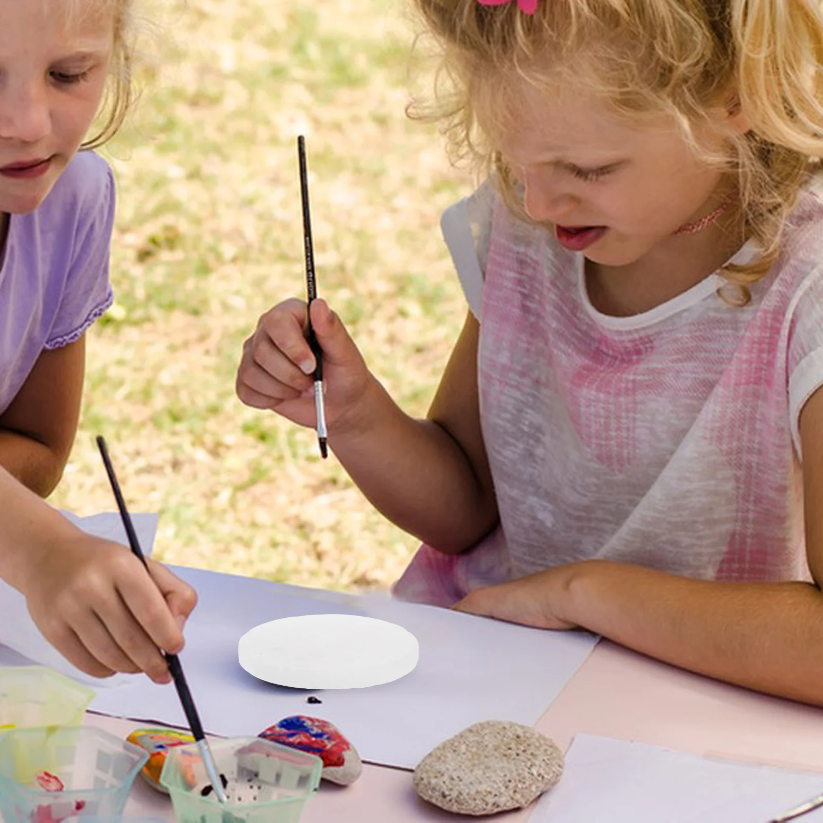 

10pcs Flat Painting Stones Smooth DIY for Kids Creative Cartoon Hand Painted Decor Party Supplies